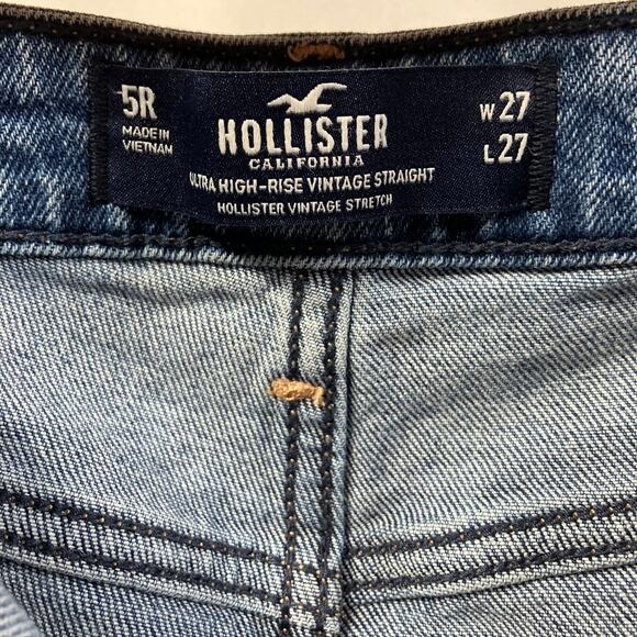 Hollister Ultra High-Rise Vintage Straight Light Wash Distressed Womens 5R 27x27 - Picture 8 of 15